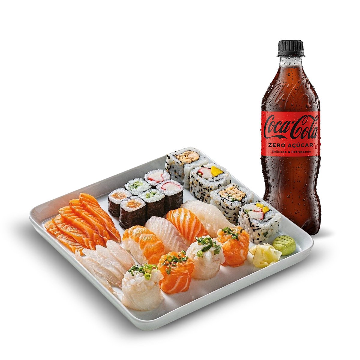 Kit Mega Combinado Misto 24 Peças (Aprox. 534g) + Refrigerante sem Açúcar Coca-Cola Garrafa 600ml