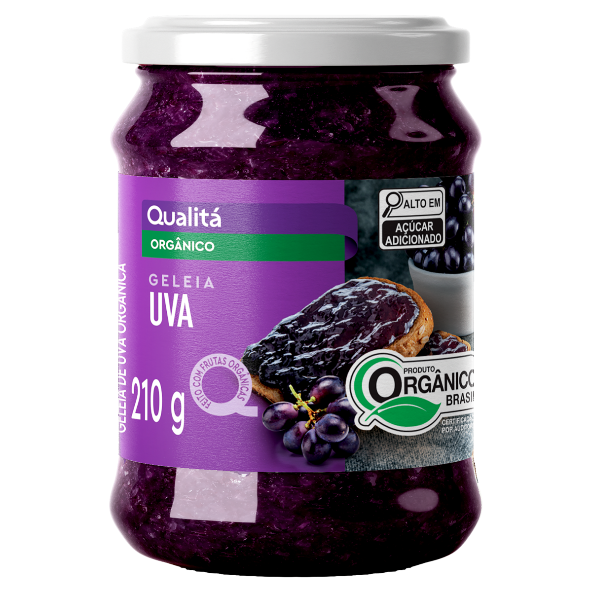 Geleia Orgânica Uva Qualitá Vidro 210g