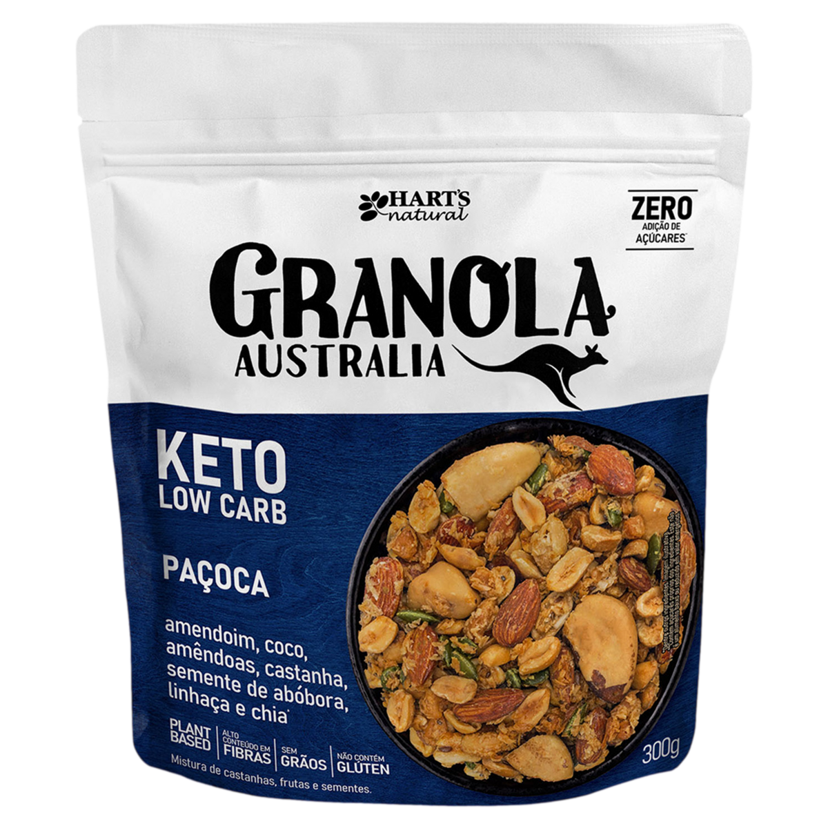 Granola Keto Low Carb Paçoca Hart's Natural Australia Pouch 300g