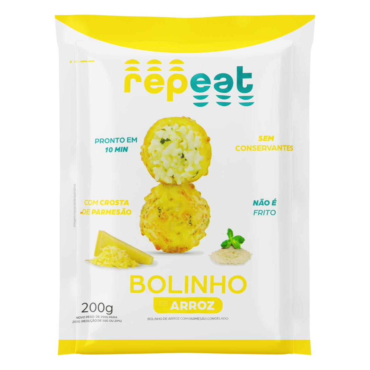 Bolinho de Arroz Congelado com Parmesão Repeat Pacote 200g