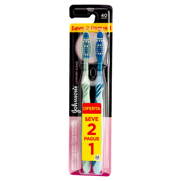 Escova Dental Johnsons Comfort - Clean - Média - Leve 2, Pague 1