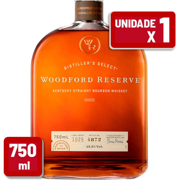 Whisky Bourbon Woodford Reserve Garrafa Vidro 750ml