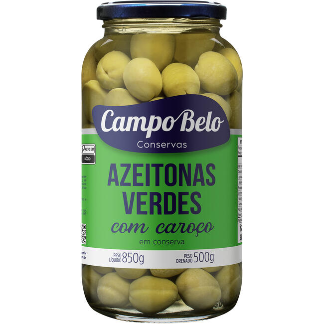 Azeitona Verde Campo Belo Com caroço 500g