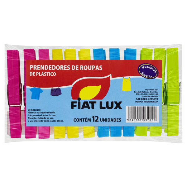Prendedor Fiat Lux Plástico - Com 12 Prendedores - Ref. PR-04