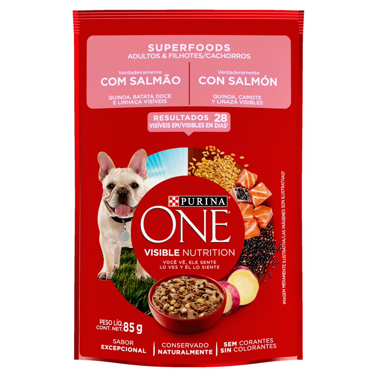 Ração Úmida PURINA ONE Cães Adultos e Filhotes Salmão 85g