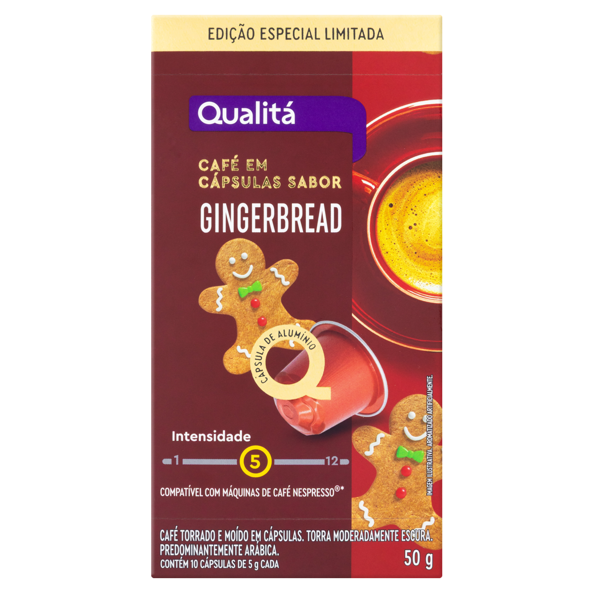 Café em Cápsula Torrado e Moído Gingerbread Qualitá Exclusive 50g 10 Unidades