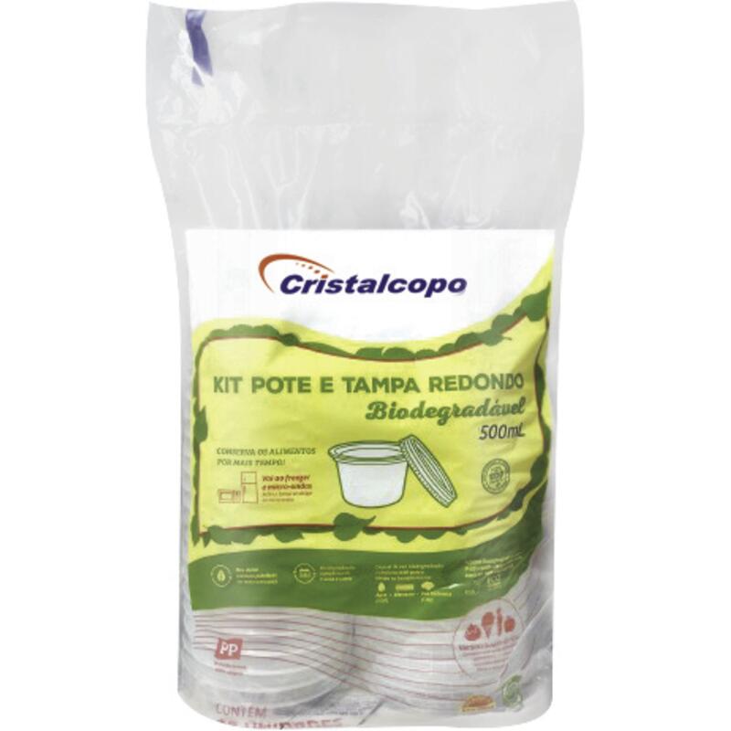 Pote Descartável Bio Cristalcopo Redondo - 500ml 25 un