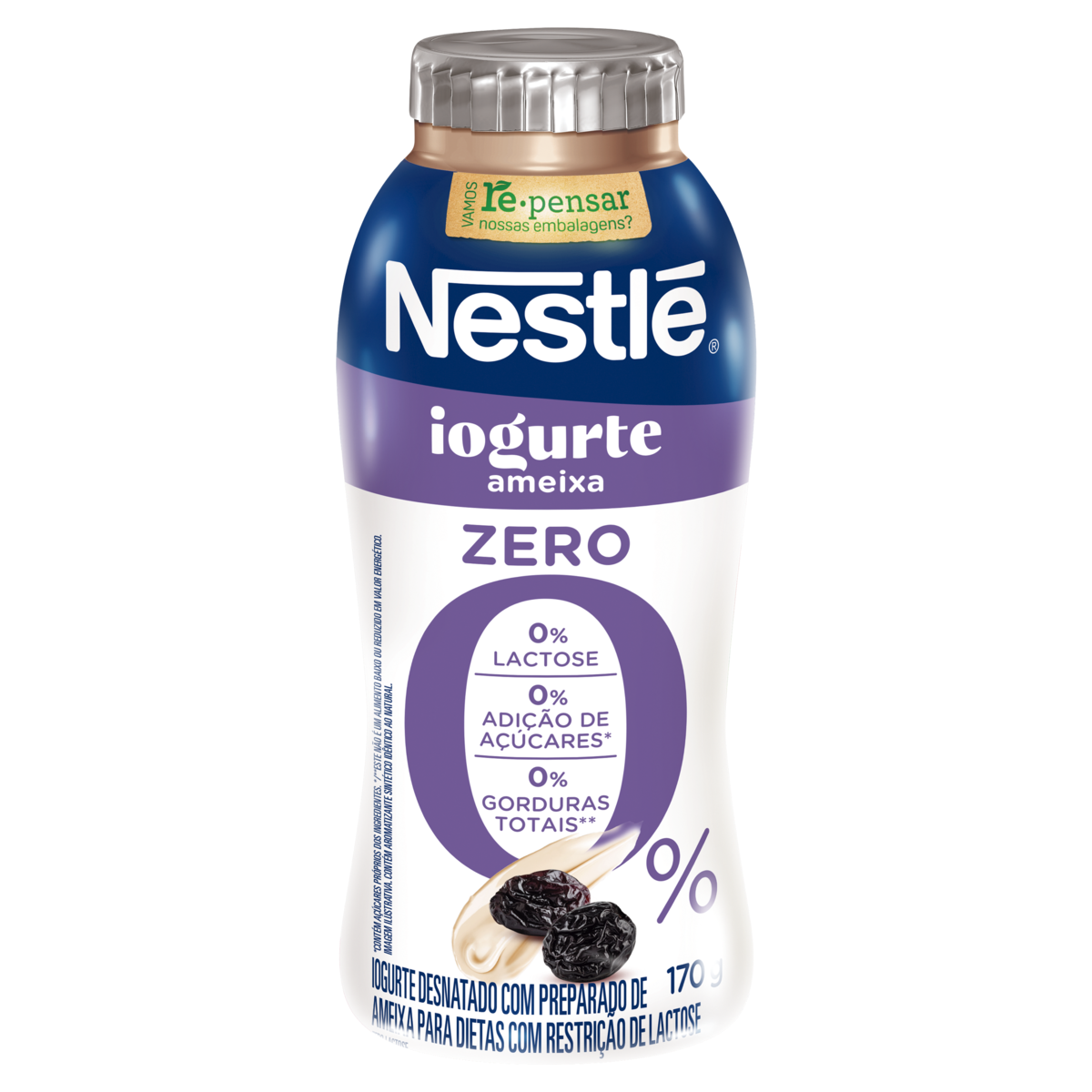 Iogurte Desnatado Ameixa Zero Lactose Nestlé Frasco 170g