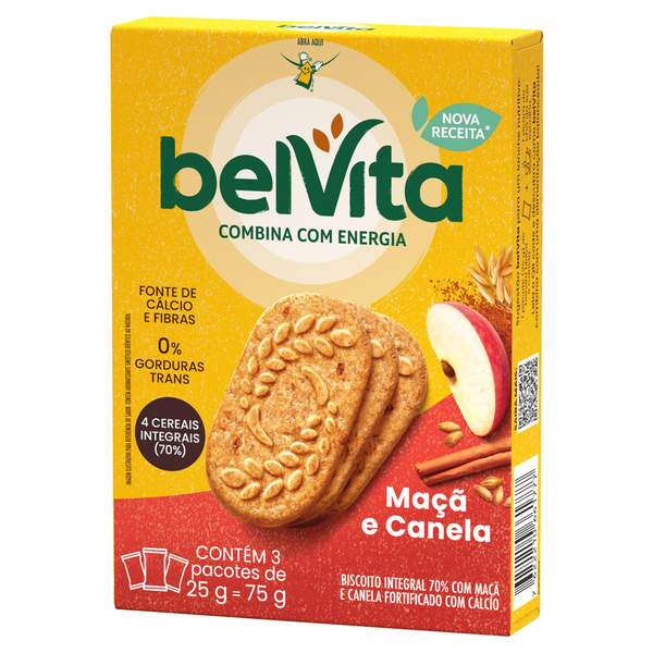 Biscoito BelVita Maçã E Canela Multipack 75g com 3 Unidades de 25g