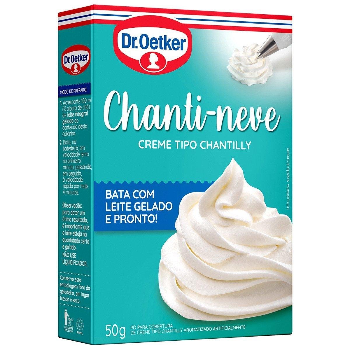 Dr. Oetker Pó Para Chanti-Neve, Creme Tipo Chantilly, Para Rechear e Decorar Bolos, Pavês e Sobremesas, Textura Leve e Suave, 50g