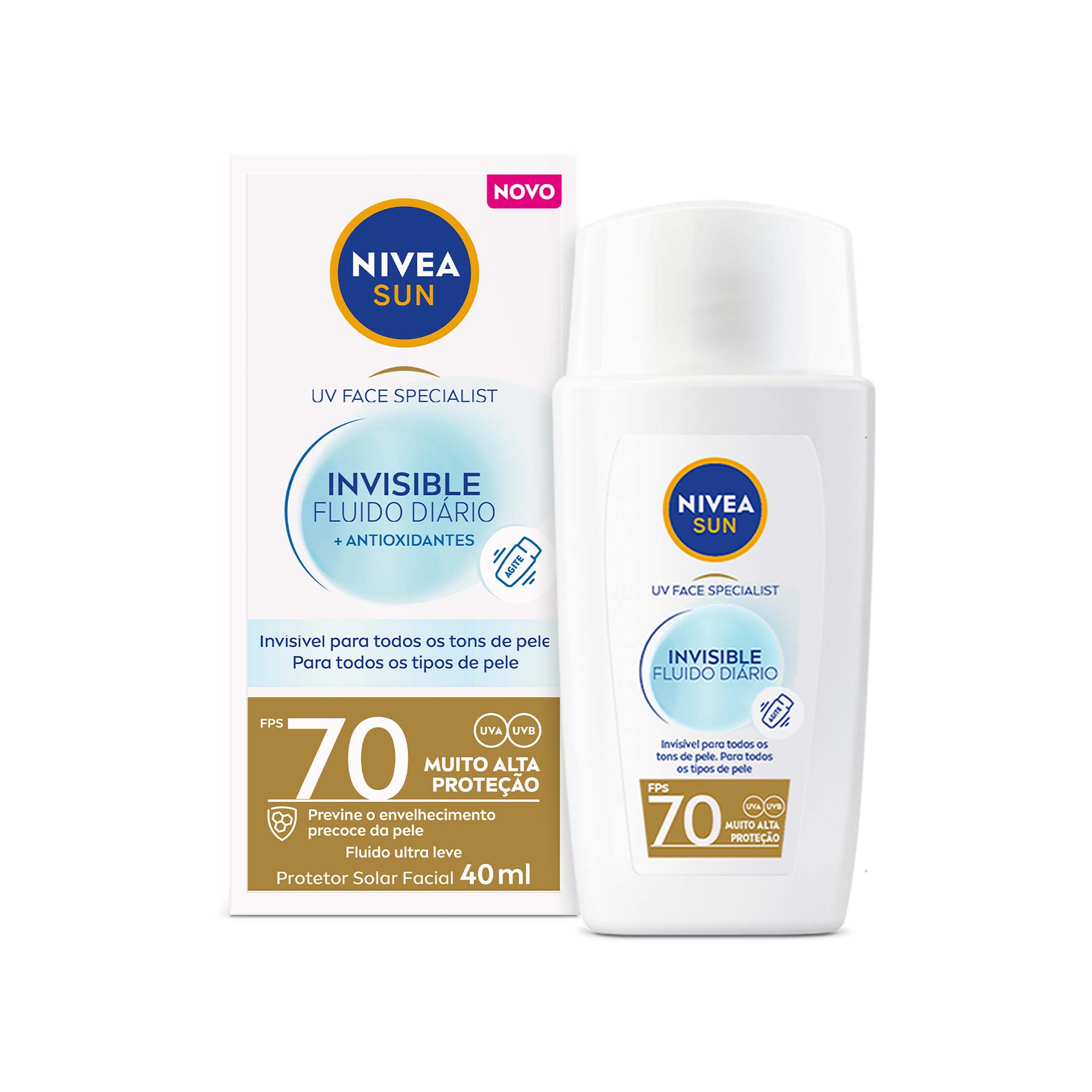Protetor Solar Facial Nivea Sun FPS70 Invisible 40ml