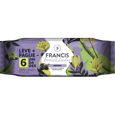 Pack Sabonete Barra Amora Francis Brasilidades Pacote 6 Unidades 80g Cada Leve Mais Pague Menos