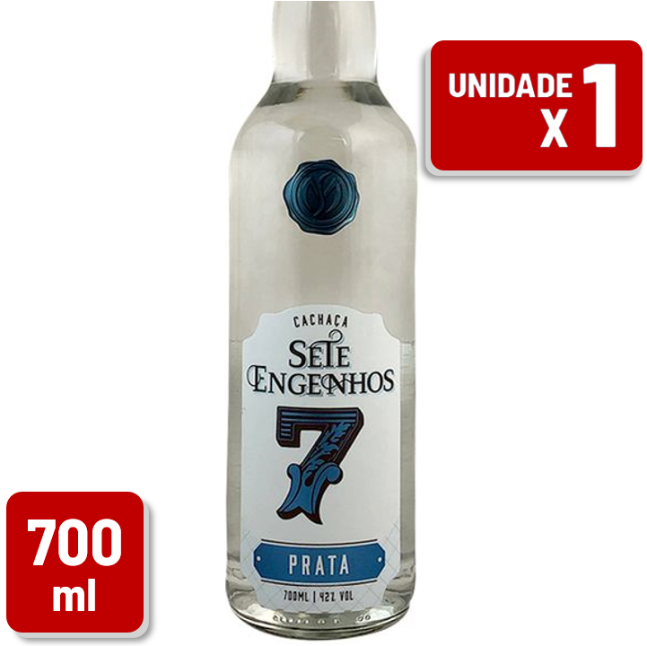 Cachaça 7 Engenhos Prata Garrafa Vidro 700ml