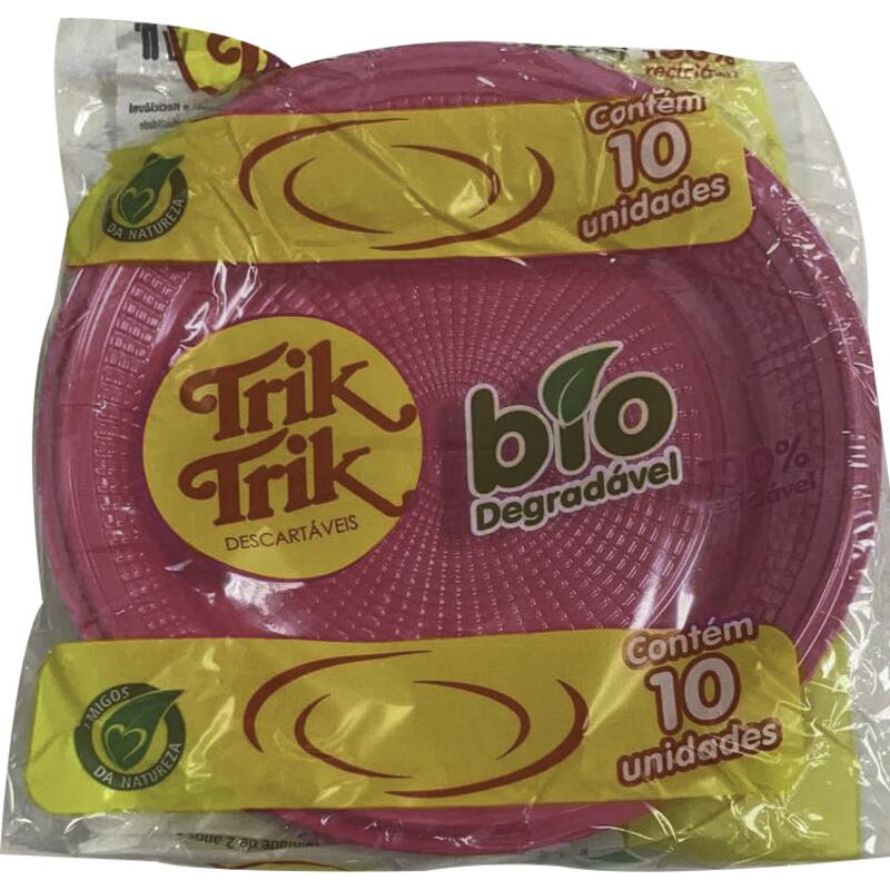 Prato Descartável Bio Trik Trik Neon Rosa 15cm 10un