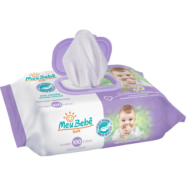 Toalhinha Umedecida Meu Bebê Soft Com 100 Toalhinhas