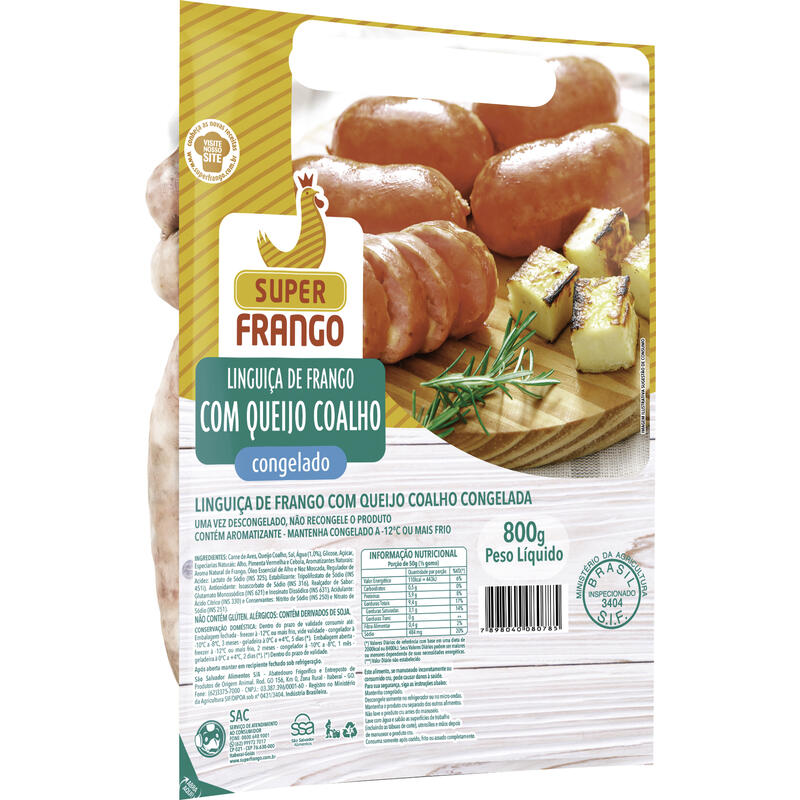 Linguiça de Frango Super Frango Cong Queijo Coalho 800g