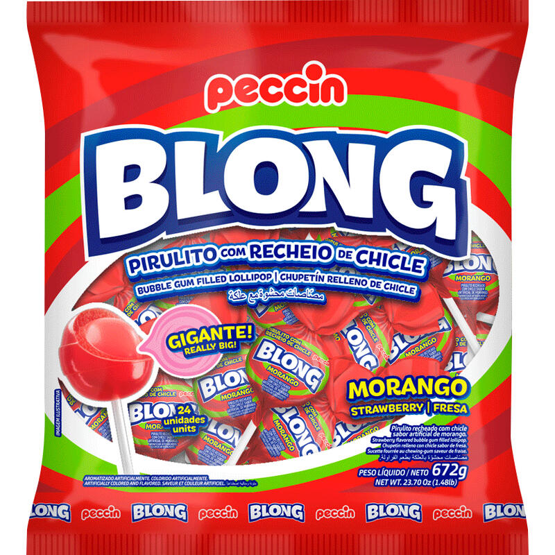 Pirulito Peccin Blong Morango 672g