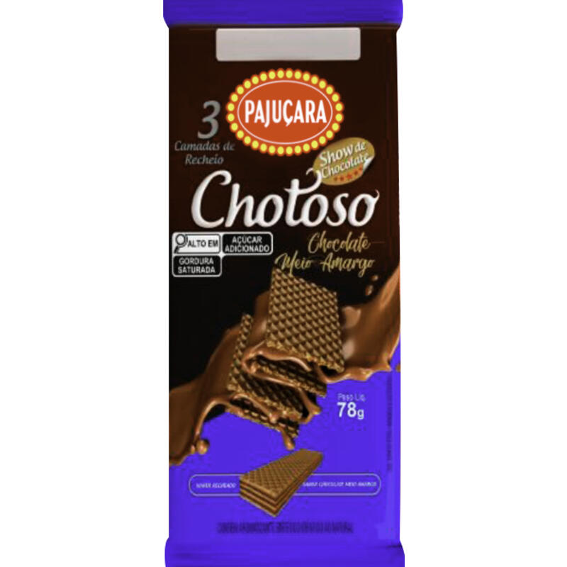 Biscoito Wafer Chotoso Chocolate Meio Amargo 78g