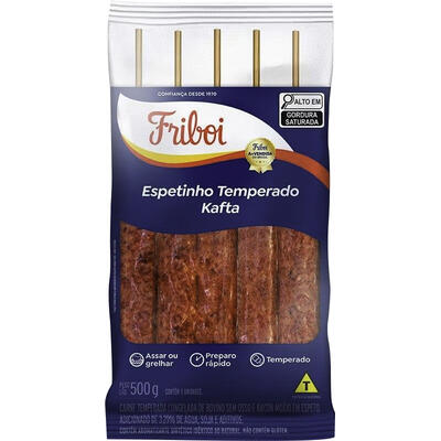 Espetinho Bovino Friboi 500g - Temperado - Kafta