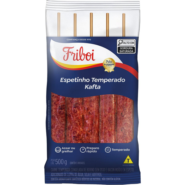 Espetinho Bovino Friboi 500g - Temperado - Kafta