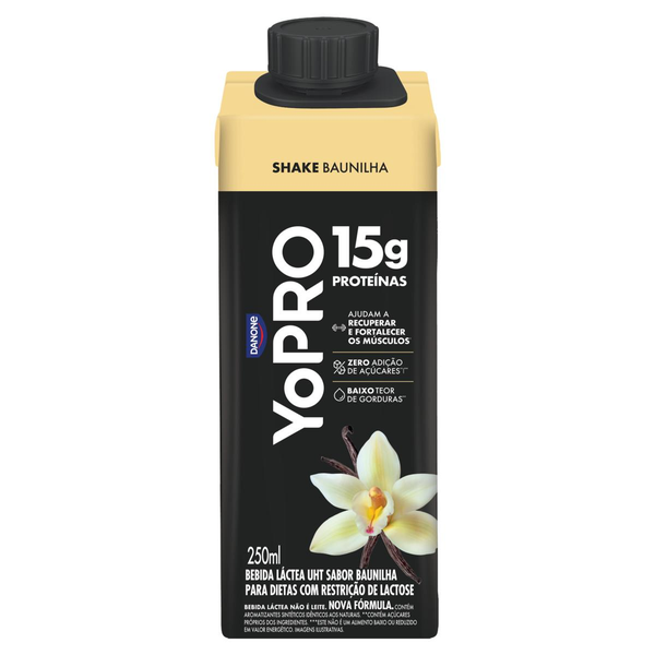 Bebida Láctea UHT Baunilha Zero Lactose Yopro Shake Caixa 250ml