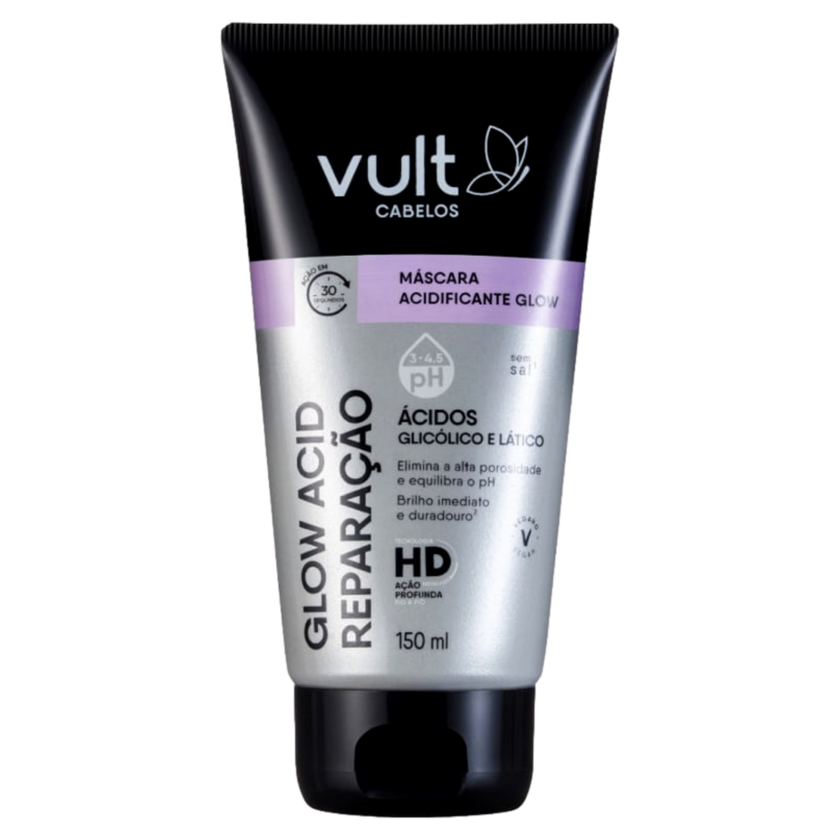 Máscara Acidificante Vult Cabelos Glow Acid Reparação Bisnaga 150Ml