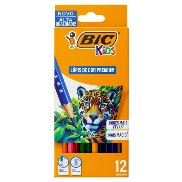 Lápis de Cor Bic Com 12 Cores - Kids Premium