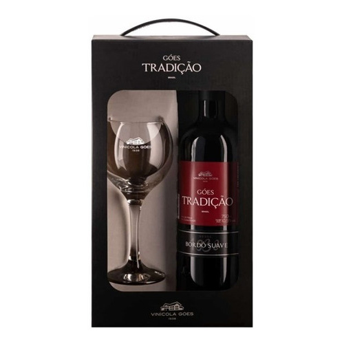 Kit Vinho Goes Tinto Tradição Bordo Suave + Taça 750ml