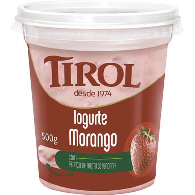 Iogurte TIROL Kon Frutas Pedaços de Morango 500g