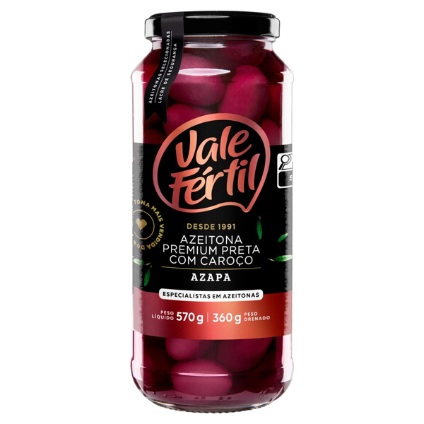 Azeitonas Pretas Vale Fértil Premium Azapa 360ml