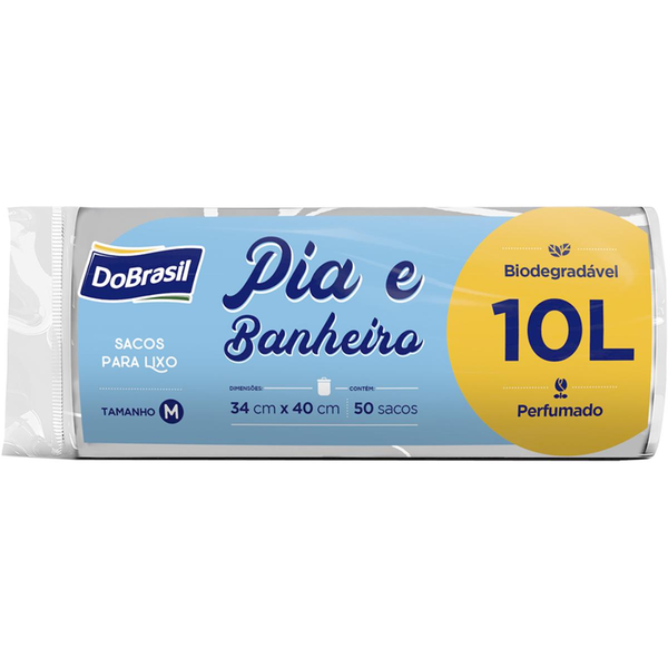 Saco Para Lixo Dobrasil Pia E Banheiro Perfumado Biodegradável Com 50 Unidades 10l