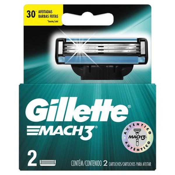 Carga para Barbear Gillette Mach3 Com 2 Cargas