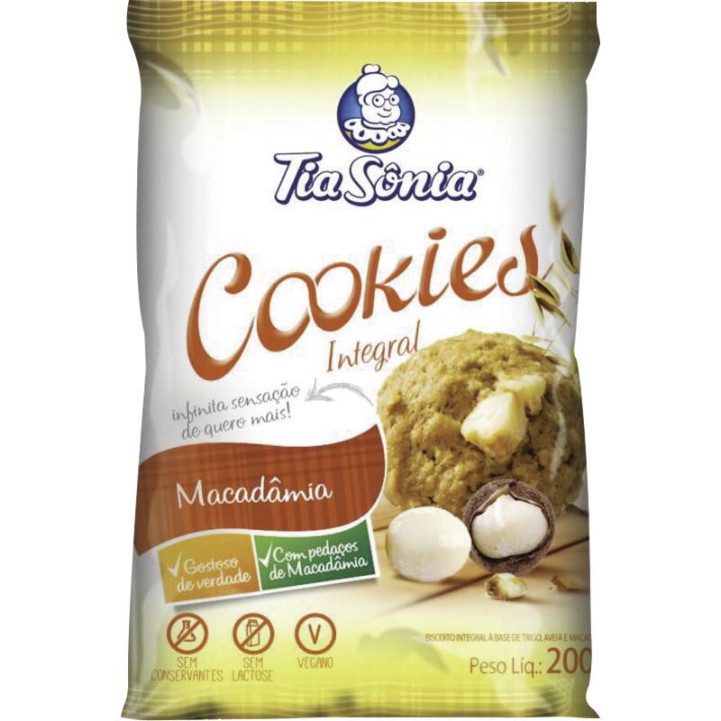 Biscoito Cookies Integral Tia Sônia Macadâmia 200g