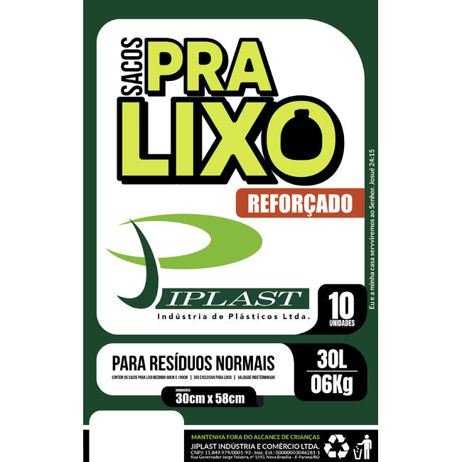 Saco para Lixo Jiplast 30L 10 un