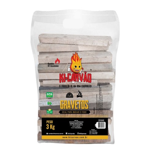 Lenha Ki Carvao Graveto Pacote 3kg