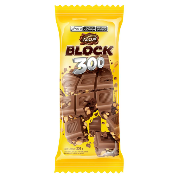 Chocolate Arcor 300g - Block - Ao Leite - Com Amendoim