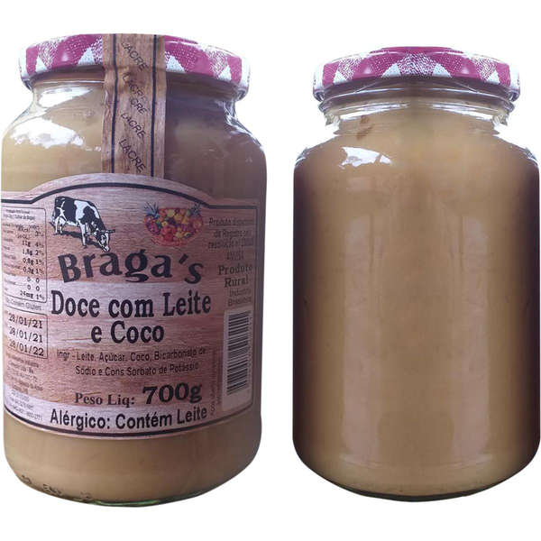 Doce de Leite Bragas 700g - Com Coco