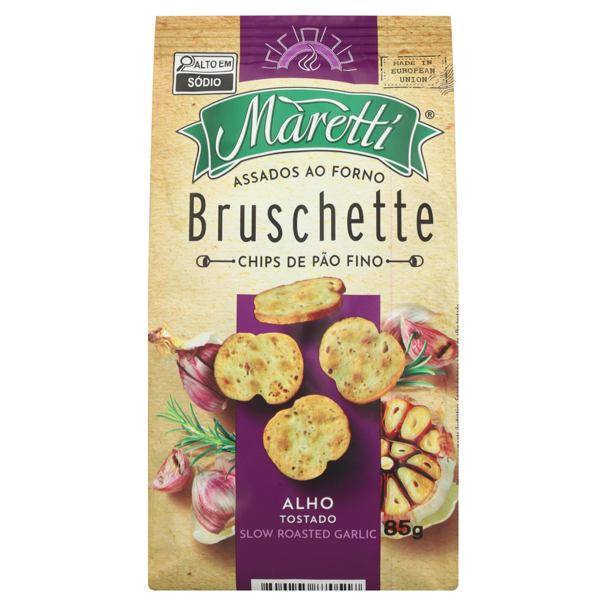 Snack de Trigo Alho Tostado Maretti Pacote 85g