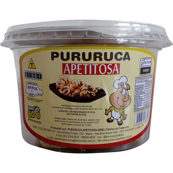 Pururuca Apetitosa 60g - Tradicional - Pote