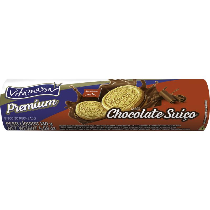 Biscoito Recheado Vitamassa Chocolate Suíço 130g