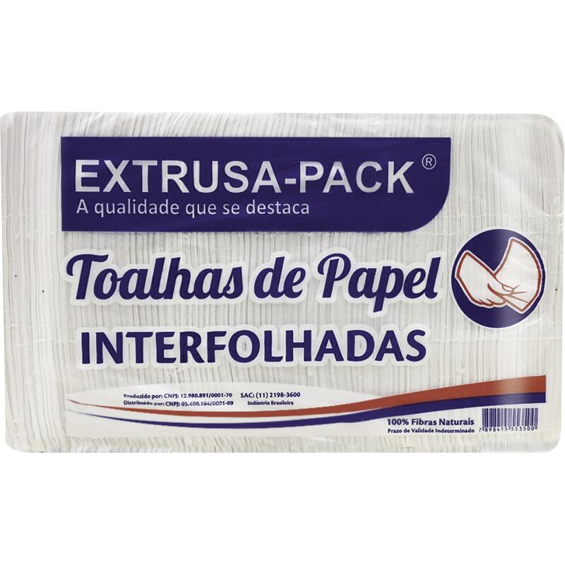 Toalha de Papel Extrusa-Pack Interfolhadas Branca 1000 un