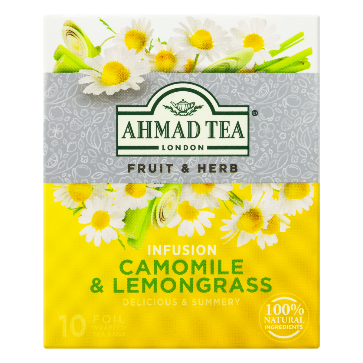 Chá Camomila e Capim-Limão Ahmad Tea London Fruit & Herb Caixa 15g