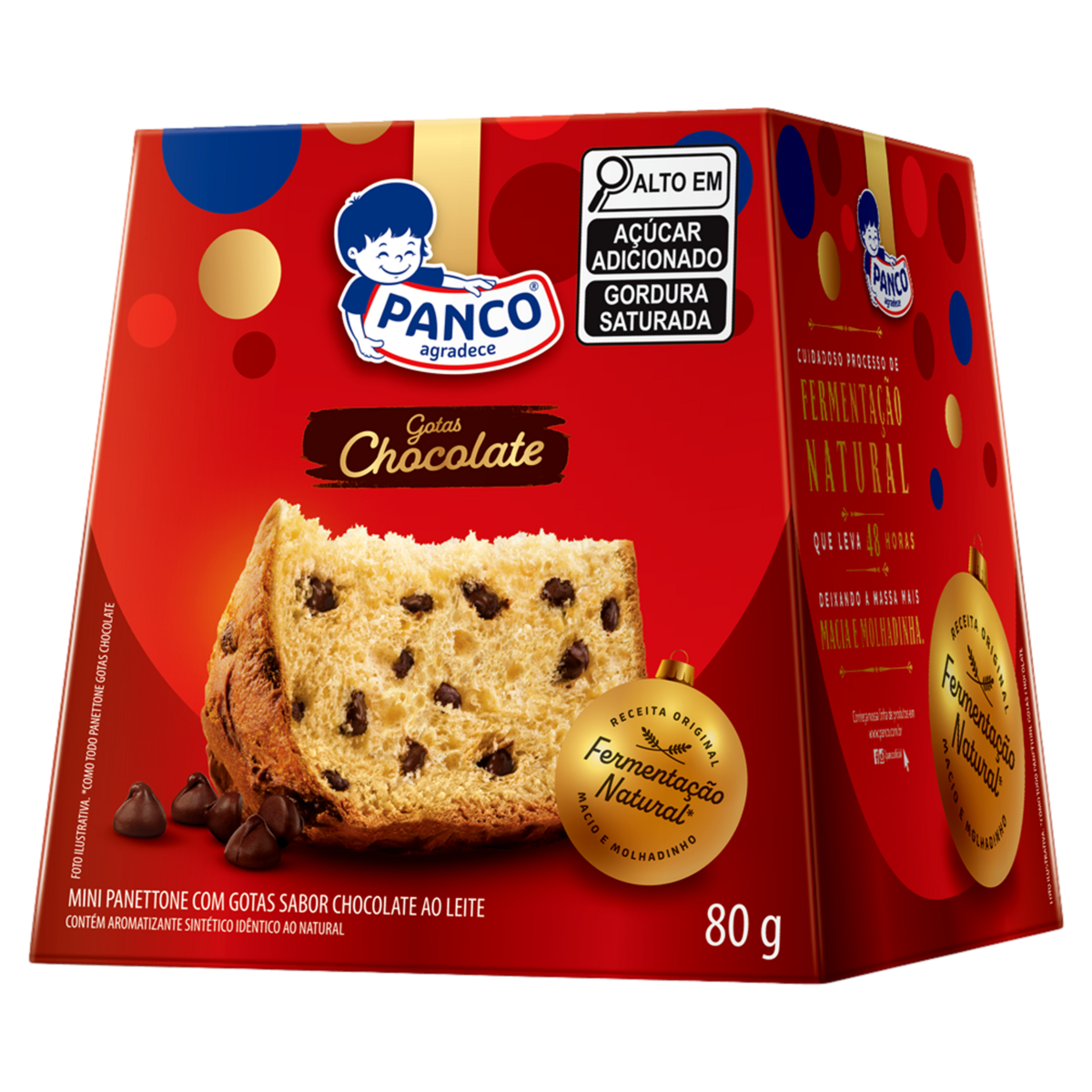 Mini Panettone com Gotas de Chocolate ao Leite Panco Caixa 80g