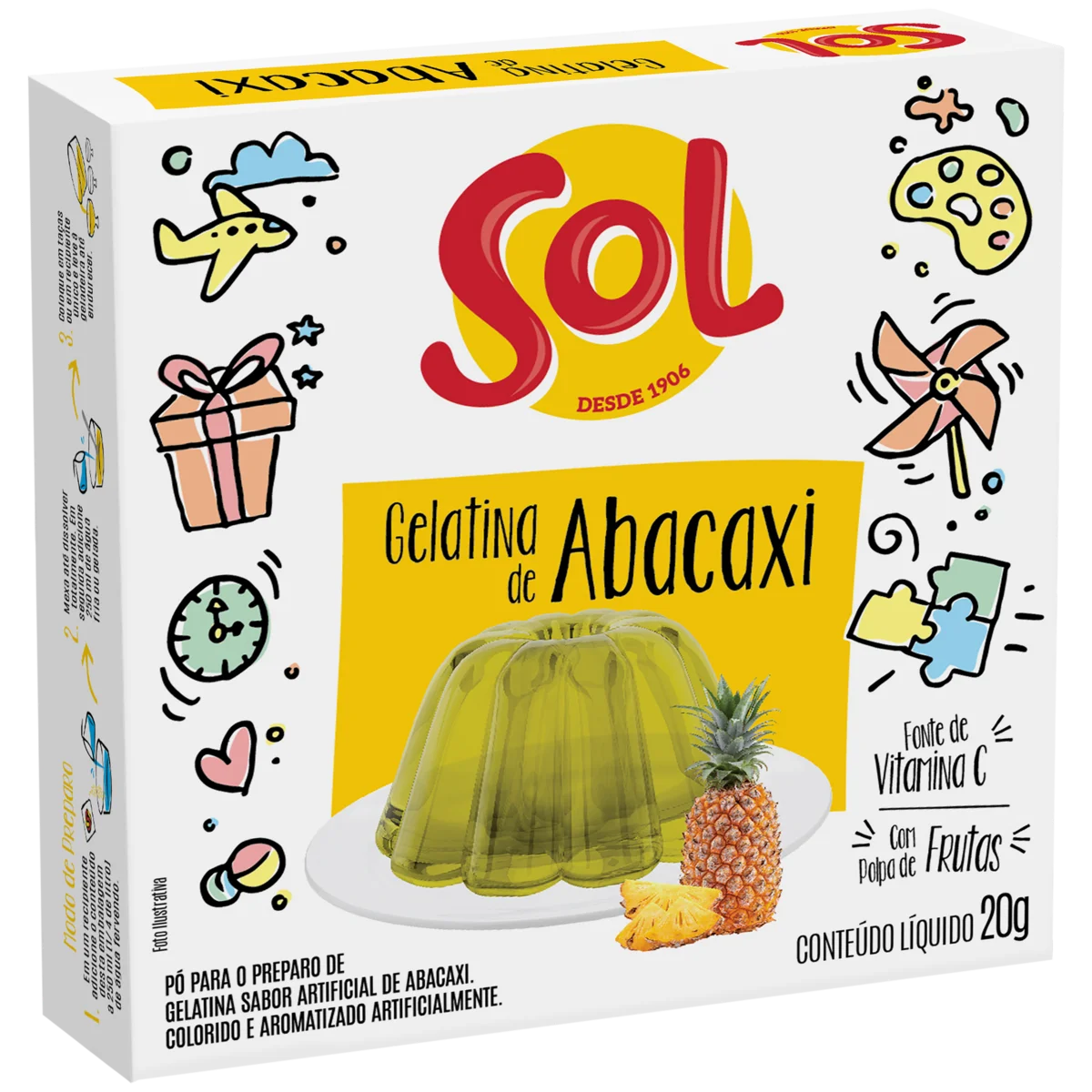 Gelatina Sol Abacaxi 20g