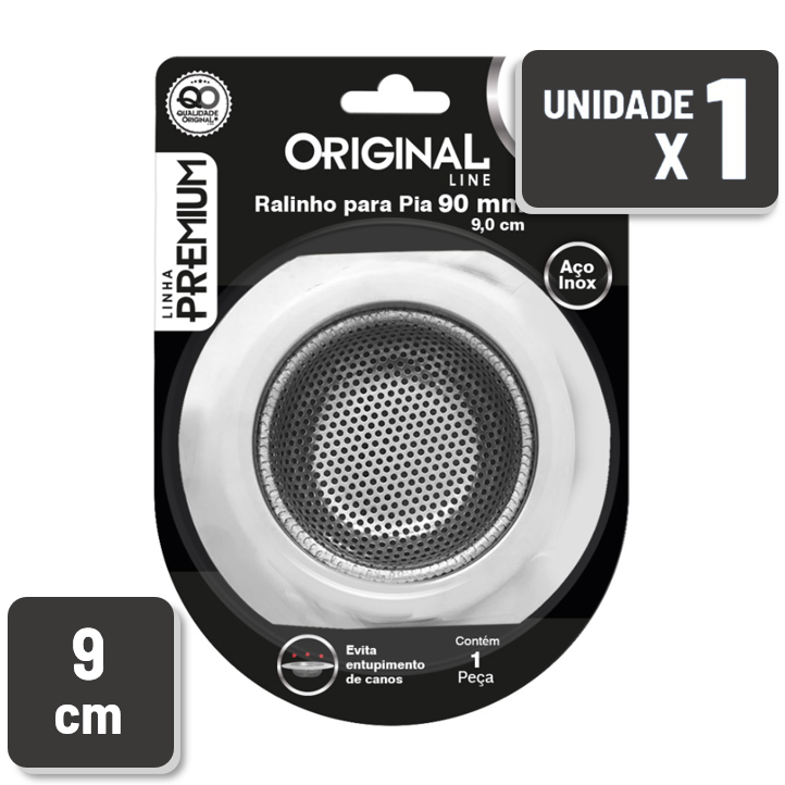 Ralo para Pia Original Line Aço Inox 9 cm Linha Premium