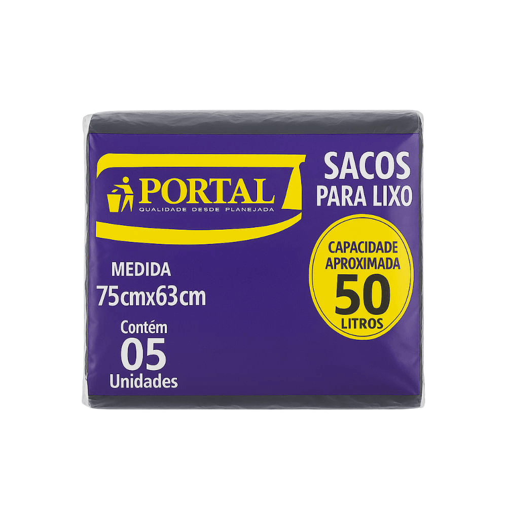 Saco de Lixo PORTAL Preto 50 Litros Rolo