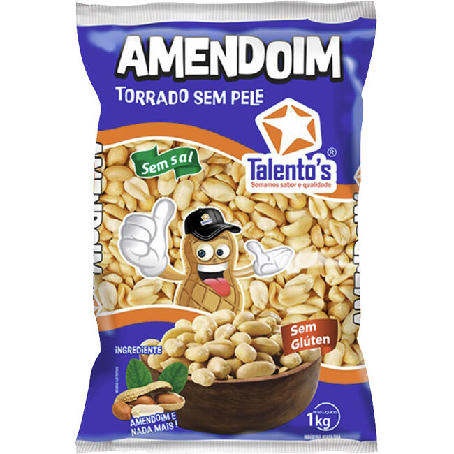 Amendoim Torrado Talento's Sem pele e sem sal 1kg