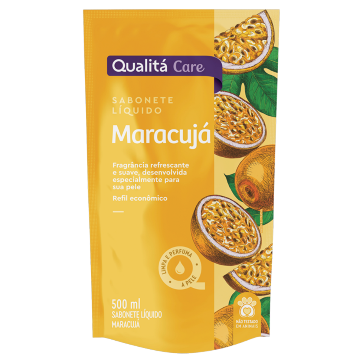 Sabonete Líquido Maracujá Qualitá Care Pouch 500ml Refil Econômico