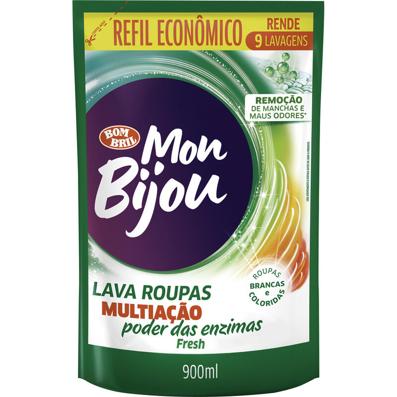 Lava Roupas Líquido Mon Bijou Verde Refil 900ml