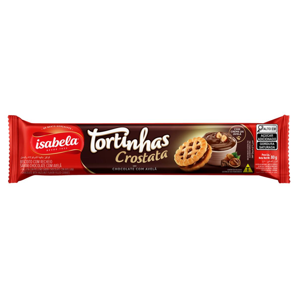 Biscoito Tortinhas Isabela 80g - Chocolate com Avelã - pacote